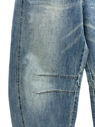 Dart Balloon Curve Fit Jeans Washed Denim Pants