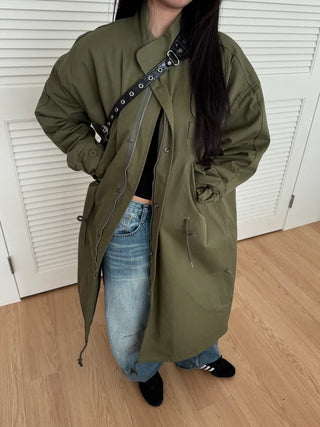 fishtail oversized 3-ounce quilted long parka safari jacket