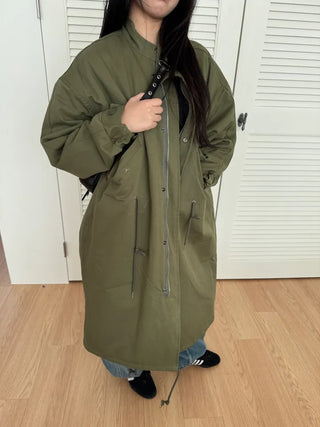 fishtail oversized 3-ounce quilted long parka safari jacket