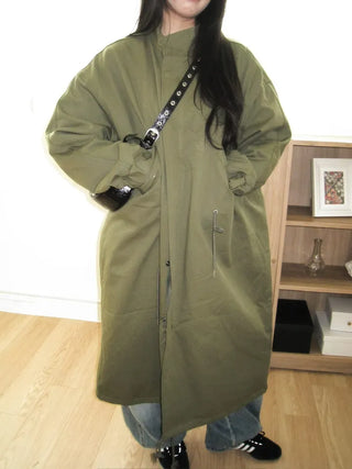 fishtail oversized 3-ounce quilted long parka safari jacket