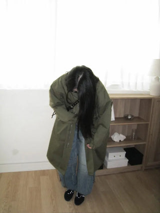 fishtail oversized 3-ounce quilted long parka safari jacket