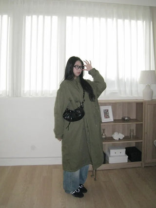 fishtail oversized 3-ounce quilted long parka safari jacket