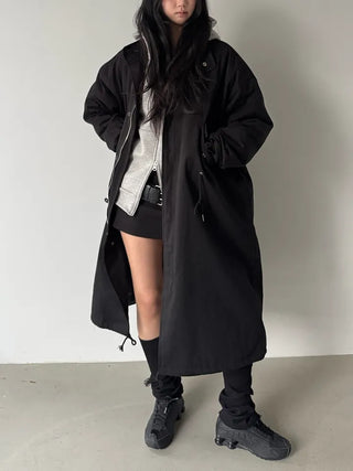 fishtail oversized 3-ounce quilted long parka safari jacket