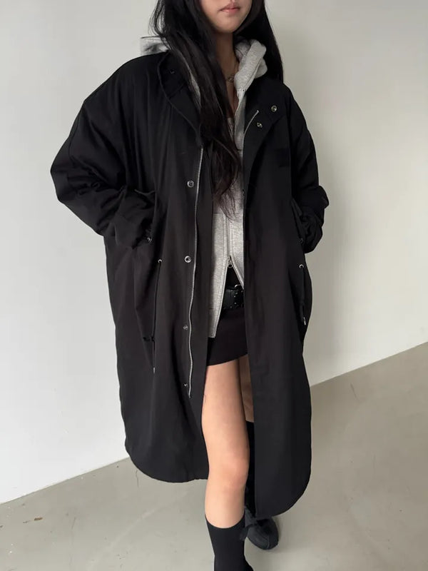 fishtail oversized 3-ounce quilted long parka safari jacket