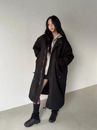 fishtail oversized 3-ounce quilted long parka safari jacket