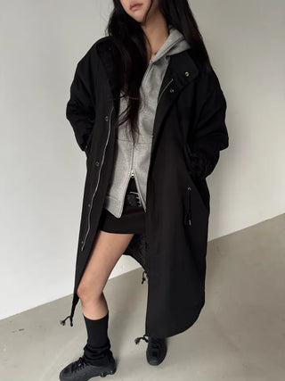 fishtail oversized 3-ounce quilted long parka safari jacket