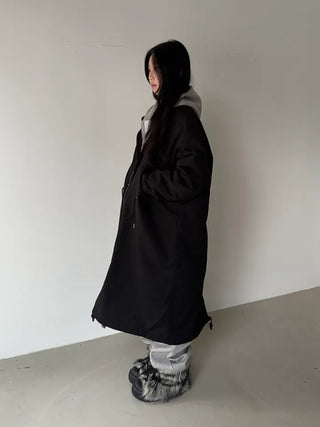 fishtail oversized 3-ounce quilted long parka safari jacket