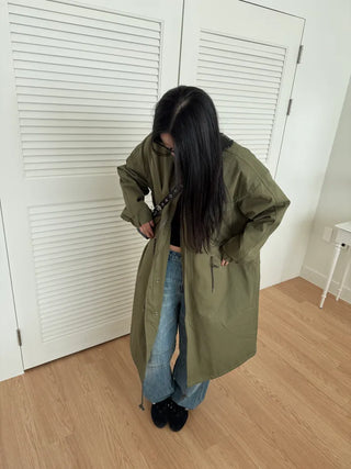 fishtail oversized 3-ounce quilted long parka safari jacket