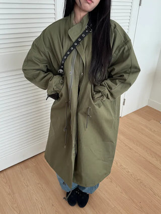 fishtail oversized 3-ounce quilted long parka safari jacket