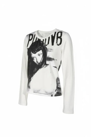 Face Graphic Slim Fit Long Sleeve T-Shirt