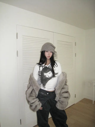 Face Graphic Slim Fit Long Sleeve T-Shirt