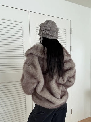 Pocket Mink Donut Faux Fur Jacket