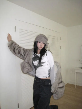 Pocket Mink Donut Faux Fur Jacket