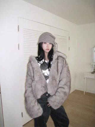 gradation shirring ribbon knit beanie