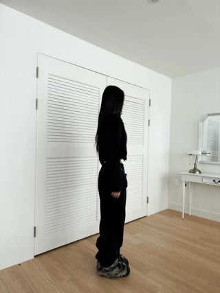 pocket wrap banding wide pintuck pants