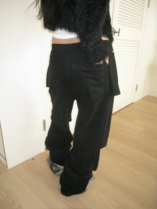 pocket wrap banding wide pintuck pants