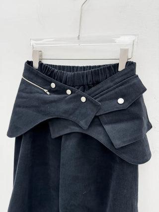 pocket wrap banding wide pintuck pants