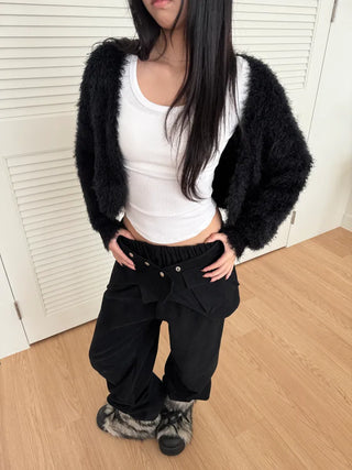 pocket wrap banding wide pintuck pants