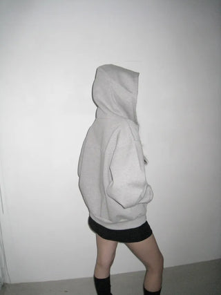 city setup big hood two-way zipper loose fit oversized hooded zip-up