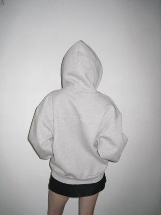 city setup big hood two-way zipper loose fit oversized hooded zip-up