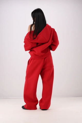 city setup big hood two-way zipper loose fit oversized hooded zip-up