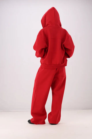 city setup big hood two-way zipper loose fit oversized hooded zip-up