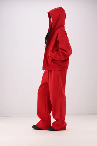 city setup big hood two-way zipper loose fit oversized hooded zip-up