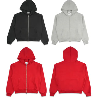 city setup big hood two-way zipper loose fit oversized hooded zip-up