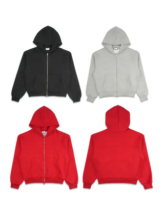 city setup big hood two-way zipper loose fit oversized hooded zip-up