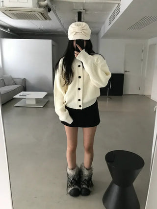 loose fit thick hachi cardigan