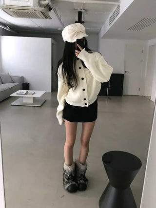 loose fit thick hachi cardigan