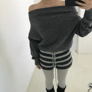 modernism loose off-shoulder knit