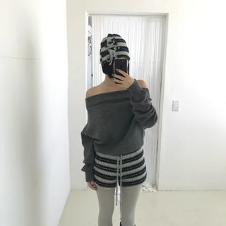 modernism loose off-shoulder knit