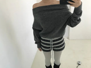 modernism loose off-shoulder knit