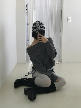 modernism loose off-shoulder knit