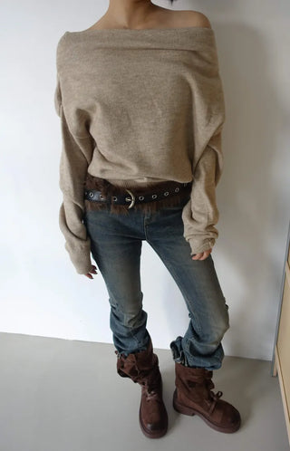 modernism loose off-shoulder knit