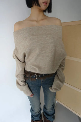 modernism loose off-shoulder knit