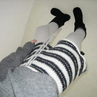 striped wool knit shorts winter shorts