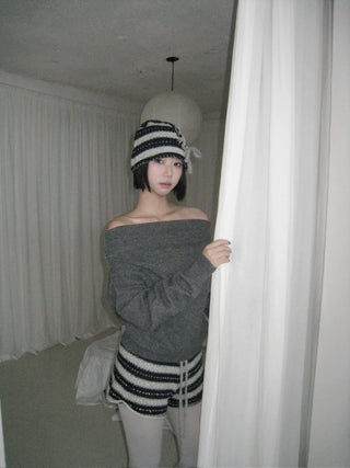 striped wool knit shorts winter shorts