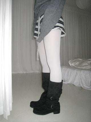 buckle suede leather long boots