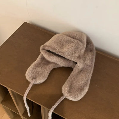 Mink faux fur earflap winter hat