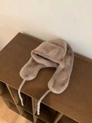Mink faux fur earflap winter hat