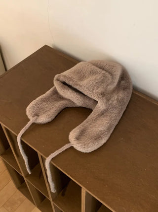 Mink faux fur earflap winter hat