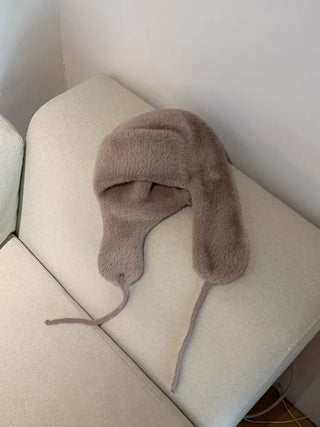 Mink faux fur earflap winter hat
