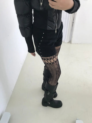 golden studded corduroy rivet winter shorts