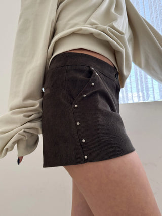 golden studded corduroy rivet winter shorts