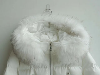 long shirred raccoon fur hooded wellon slim-fit cropped short padding