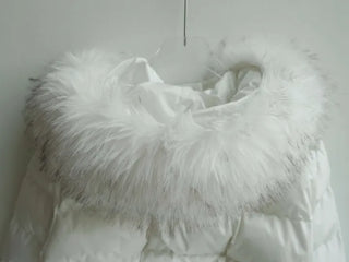 long shirred raccoon fur hooded wellon slim-fit cropped short padding