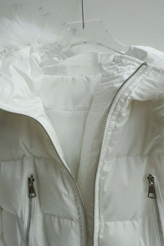 long shirred raccoon fur hooded wellon slim-fit cropped short padding