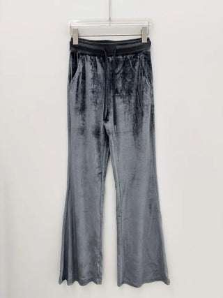 set velvet velour hooded zip-up bootcut pants training set